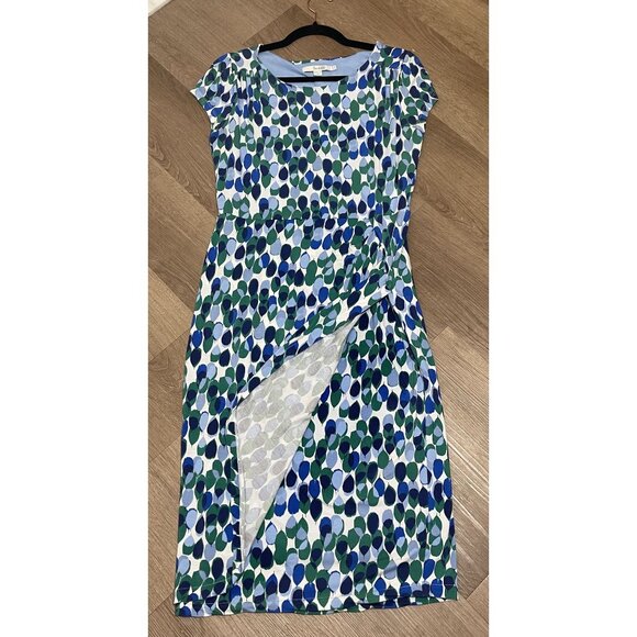 Boden Womens Cap Sleeve Blue Green Leaf Print‎ Dress - Sz 6 - Workwear - Picture 5 of 9